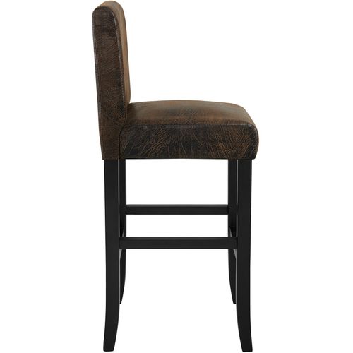 Lot De 6 Tabourets De Bar Bois Simili Avec Dossier Marron Foncé