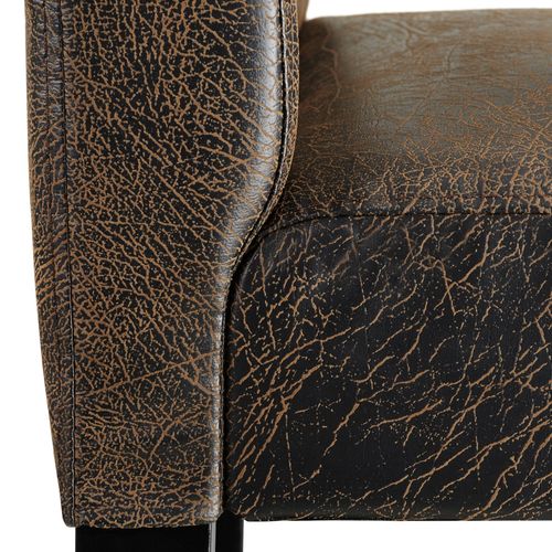 Lot De 6 Tabourets De Bar Bois Simili Avec Dossier Marron Foncé