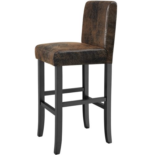Lot De 6 Tabourets De Bar Bois Simili Avec Dossier Marron Foncé