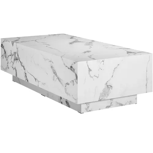 1 Table Basse Lasley En Bois Mdf Aspect Marbre Blanc
