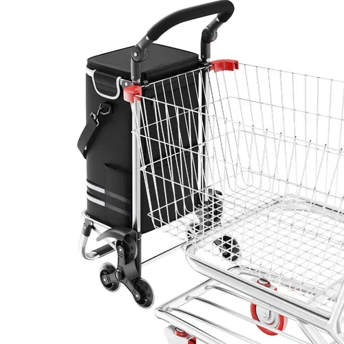 Chariot de Courses 3 en 1 Pliable avec Sac Isotherme et Roues Tout-Terrain