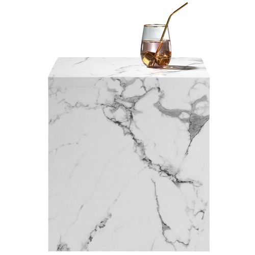 Table Basse En Bois Mdf Sans Montage 45 X 45 X 50cm Aspect Marbre Noir