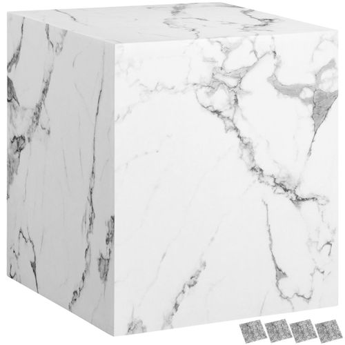 Table Basse En Bois Mdf Sans Montage 45 X 45 X 50cm Aspect Marbre Noir