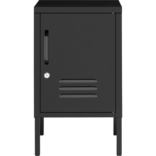 Table De Chevet Métal Noir Porte Verrouillable 2 Compartiments époxy 35x42,5x60,5cm