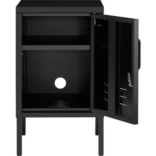 Table De Chevet Métal Noir Porte Verrouillable 2 Compartiments époxy 35x42,5x60,5cm