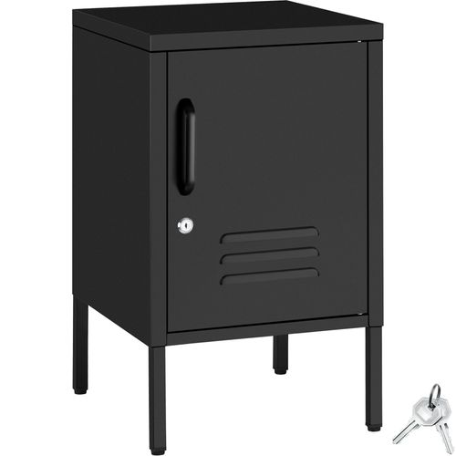 Table De Chevet Métal Noir Porte Verrouillable 2 Compartiments époxy 35x42,5x60,5cm