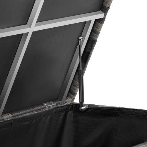Coffre De Rangement Extérieur 253 Litres En Aluminium Polyrotin Gris 2 Roulettes Frein 116x54x64cm