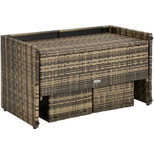 Ensemble Salon En Rotin 2 En 1 Pour Jardin Ou Terrasse Marron Naturel  60 X 110 X 61.5 Cm