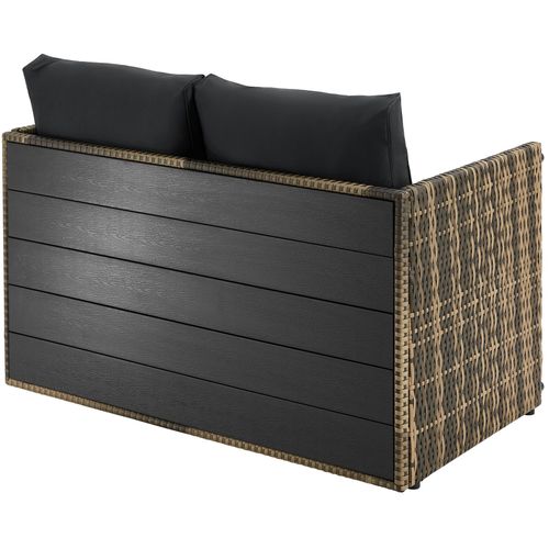 Ensemble Salon En Rotin 2 En 1 Pour Jardin Ou Terrasse Marron Naturel  60 X 110 X 61.5 Cm