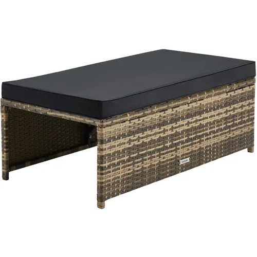 Ensemble Salon En Rotin 2 En 1 Pour Jardin Ou Terrasse Marron Naturel  60 X 110 X 61.5 Cm