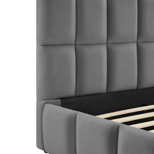 Lit Rembourré Gris Foncé Velours Avec Sommier à Lattes Capacité 250 Kg 200x120