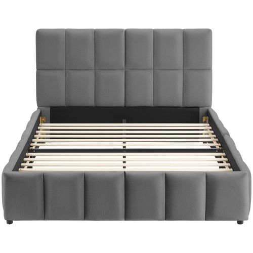 Lit Rembourré Gris Foncé Velours Avec Sommier à Lattes Capacité 250 Kg 200x120