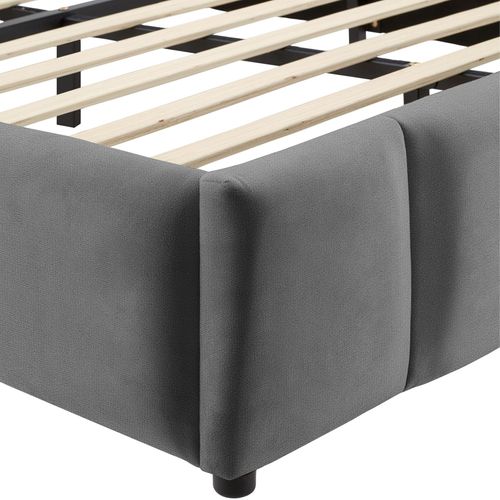 Lit Rembourré Gris Foncé Velours Avec Sommier à Lattes Capacité 250 Kg 200x120