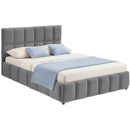 Lit Rembourré Gris Foncé Velours Avec Sommier à Lattes Capacité 250 Kg 200x120