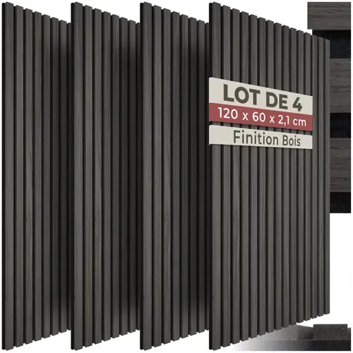 Lot De 4 Panneaux Acoustiques 60 X 120 X 2,1cm Chêne Noir