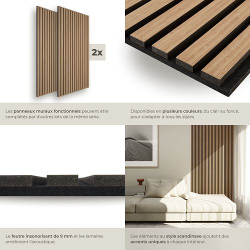 Panneaux Acoustiques Sonic Wall Ii En Bois Mdf Marron Chêne
