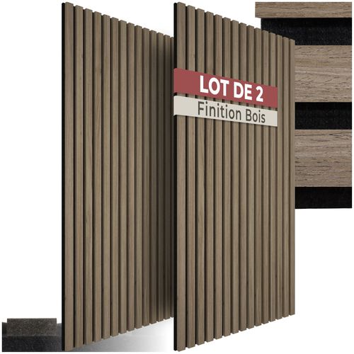 Panneaux Acoustiques Sonic Wall Ii Aspect Bois Chêne Foncé Mdf 110x50cm Lot De 2
