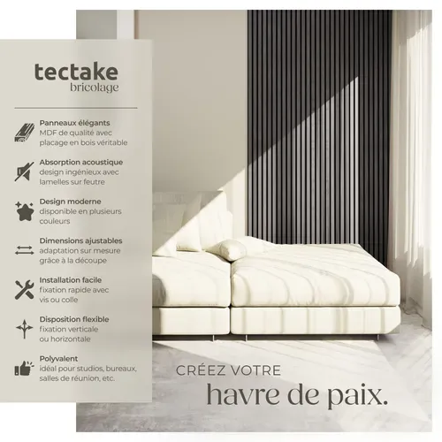 Panneaux Acoustiques Sonic Wall Ii Aspect Bois 110x50cm Mdf Chêne Gris Clair