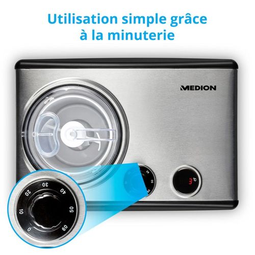 Sorbetière Compresseur Medion Md 18387 - 1,5 L, 150 W, LED