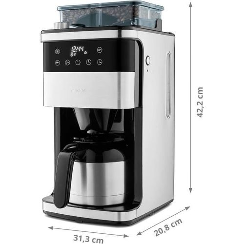 Cafetiere Filtre Digitale Isotherme Avec Broyeur - 1000w - 1,0l - Silver