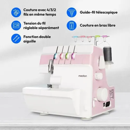 Surjeteuse - So 90 - 91w - Type D'aiguille 11, 14, 16 - 1200 Tr/min - LED - Rose