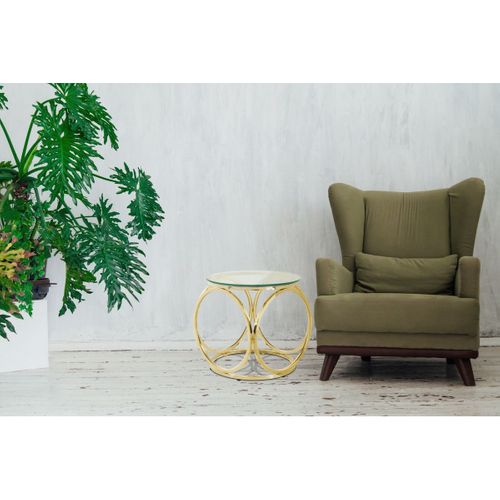 Table D'appoint Design "whitney" 52cm Transparent et Or