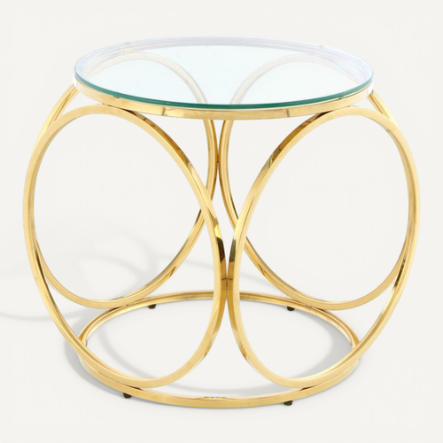 Table D'appoint Design "whitney" 52cm Transparent et Or