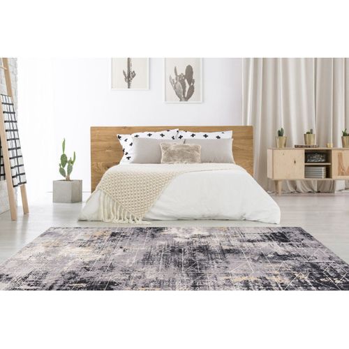 Tapis Enfant Motif Lune Et Nuages - 80x150 Cm - Poils Courts Doux - Certifié Oeko-Tex - Pour Chambre Bébé
