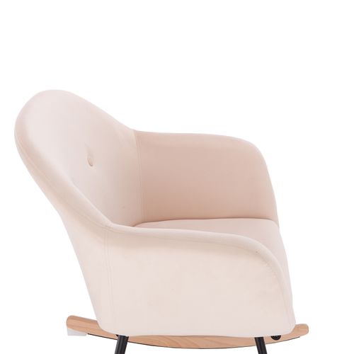 Chaise à Bascule En Velours.fauteuil Relax Avec Pieds En Acier+patin En Bois.crème