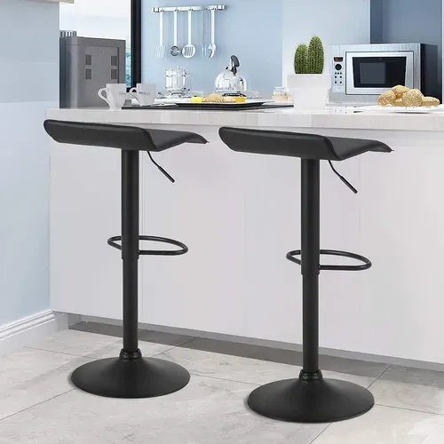 Lot De 2 Tabourets De Bar Réglable En Hauteur Chaise De Bar-Rotatif à 360 Dégrées-Noir