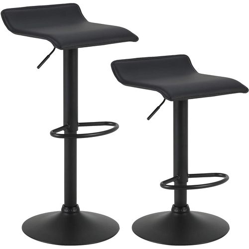 Lot De 2 Tabourets De Bar Réglable En Hauteur Chaise De Bar-Rotatif à 360 Dégrées-Noir