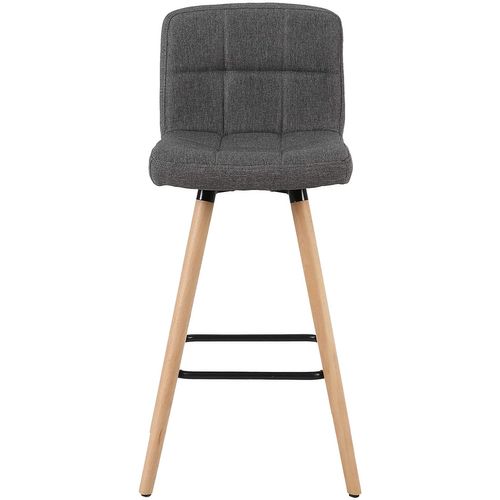 Lot De 2 Tabourets De Bar Avec Repose-Pieds-Chaise De Bar Design En Bois Massif Et Lin-Gris Foncé