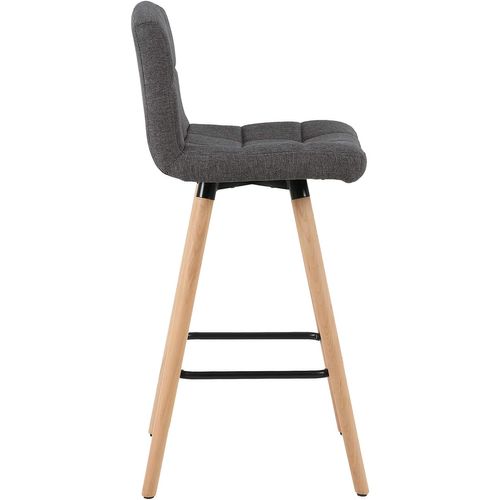 Lot De 2 Tabourets De Bar Avec Repose-Pieds-Chaise De Bar Design En Bois Massif Et Lin-Gris Foncé