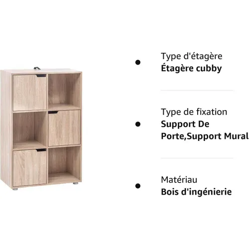 Bibliothèque Armoire. Etagère De Rangement En Mdf. Meuble De Rangement. 60x30x91 Cm. Chêne Clair