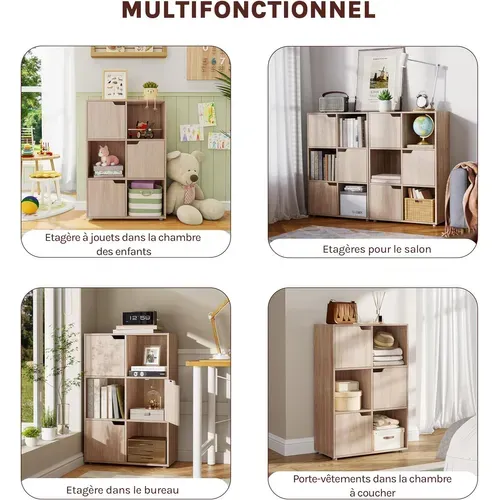 Bibliothèque Armoire. Etagère De Rangement En Mdf. Meuble De Rangement. 60x30x91 Cm. Chêne Clair