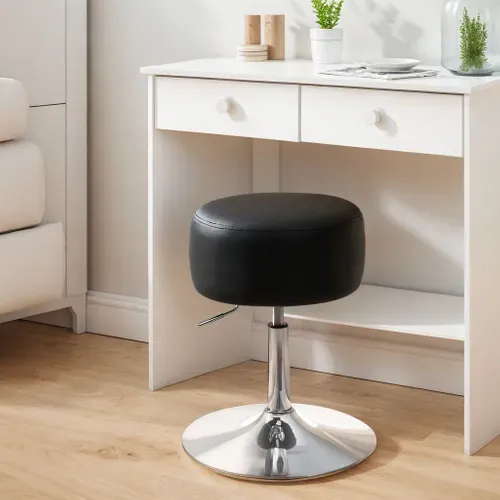 Tabouret De Bar Réglable En Hauteur Tabouret De Cuisine En Similicuir Capacité De Charge 150 Kg-Noir