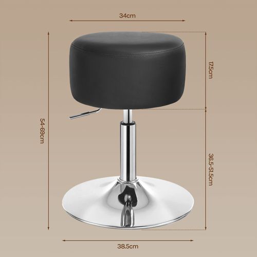 Tabouret De Bar Réglable En Hauteur Tabouret De Cuisine En Similicuir Capacité De Charge 150 Kg-Noir