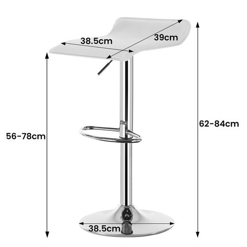 Tabouret De Bar En Similicuir-Tabouret De Bar Pivotant-Hauteur Réglable-Blanc