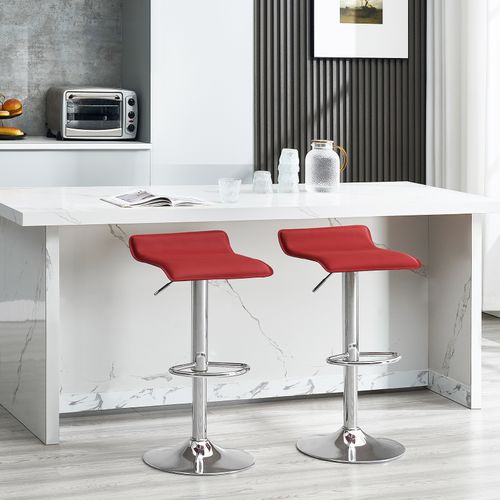 Tabouret De Bar En Similicuir-Tabouret De Bar Pivotant-Hauteur Réglable-Bordeaux