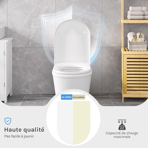 Abattant Wc En Plastique Avec Charnière Inoxyble.couvercle Toilette Softclose.blanc 47.5 X 36.1cm