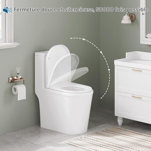 Abattant Wc En Plastique Avec Charnière Inoxyble.couvercle Toilette Softclose.blanc 47.5 X 36.1cm