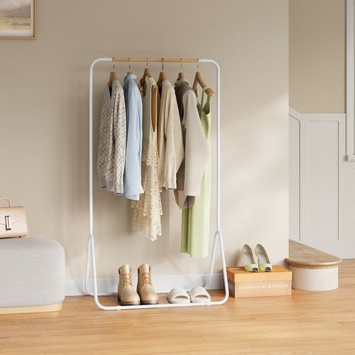 Portant à Vêtements En Fer. Porte-vêtements Portemanteau Environ 79x43x145cm. Blanc