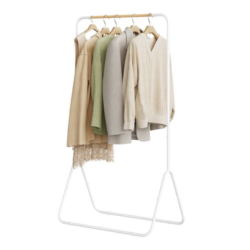 Portant à Vêtements En Fer. Porte-vêtements Portemanteau Environ 79x43x145cm. Blanc