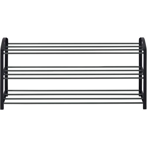 Etagère à Chaussures. Meuble à Chaussure Pour 12 Paires. 3 Niveaux. Tube En Acier.79x19.5x45cm.Noir