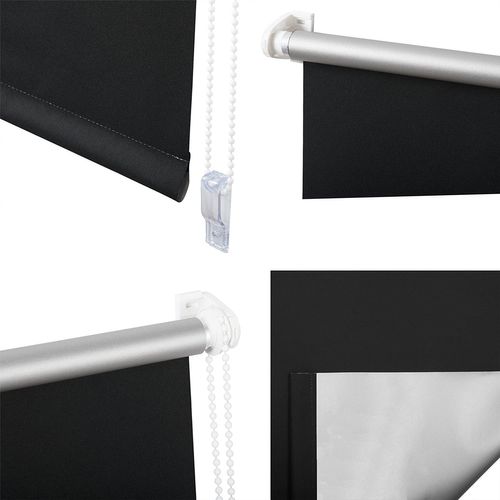 1x Store Enrouleur Occultant. Isolant Thermique Avec Revêtement Sans Perçage. 100x160 Cm Noir.