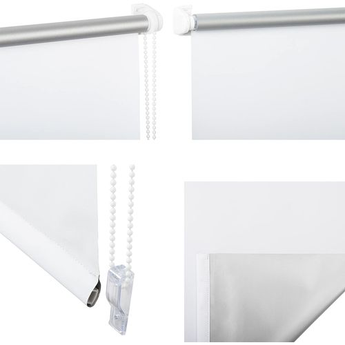1x Store Enrouleur Occultant. Isolant Thermique Avec Revêtement Sans Perçage. 60x160 Cm Blanc.