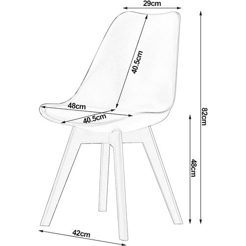 Lot De 4 Chaises De Salle à Manger. Pied En Bois. Assise En Similicuir. Style Nordique. Noir
