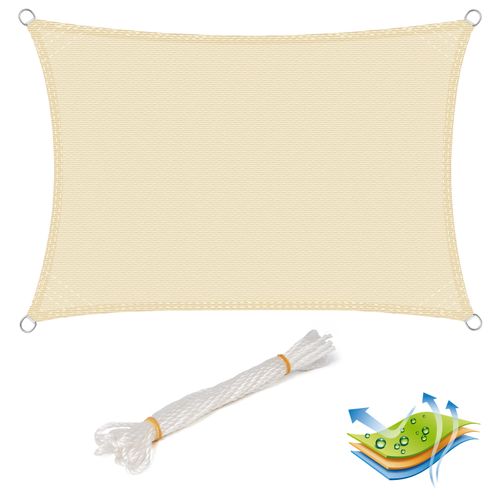 Voile D’ombrage 4x6m Rectangulaire En Hdpe.protection Contre Le Soleil.crème