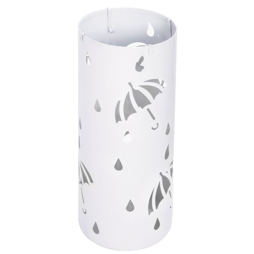 Porte Parapluie En Métal Rond Avec 4 Crochets+plateau.porte Parapluie Design Moderne.20x49cm.blanc