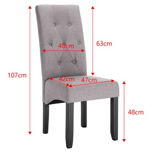 2x Chaises De Salle à Manger - 47x42x107 Cm - En Lin + Bois Massif - Gris Clair